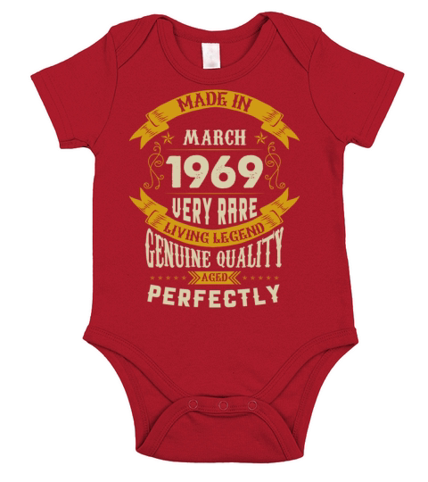 March 1969 Vintage Birthday Present Short Sleeve Baby One-Piece