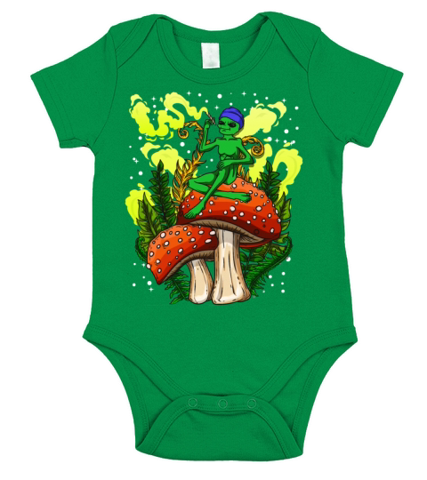 Psycadellic Magic Mushroom Alien LSD Acid Trip Short Sleeve Baby One-Piece