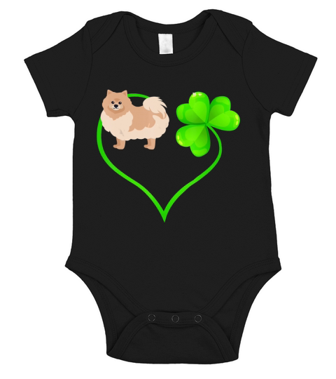 St Patricks Day Pomeranian Dog Shamrock Short Sleeve Baby One-Piece
