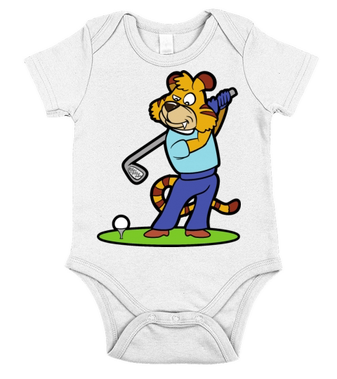 Tiger Cat Golf Player Golfer Sports Game Short Sleeve Baby One-Piece