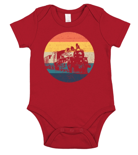 Train Engine Retro Train Conductor Vintage Train Short Sleeve Baby One-Piece