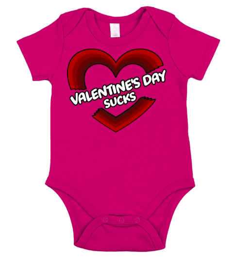 Valentines Day Sucks Red Heart Short Sleeve Baby One-Piece