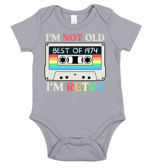 Vintage 1974 Cassette Retro Birthday Short Sleeve Baby One-Piece