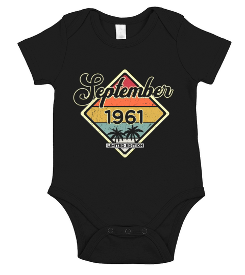 Vintage 60th Birthday September 1961 Sports Gift Short Sleeve Baby One-Piece