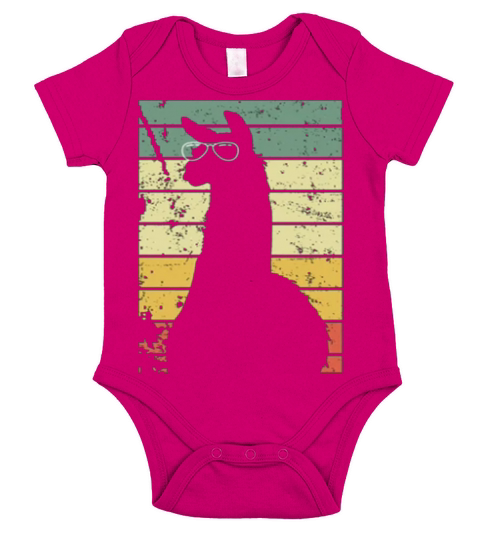 Vintage Llama Retro Colorful Alpaca Short Sleeve Baby One-Piece