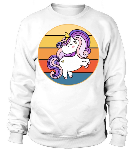 Cute Kawaii Unicorn Retro Sunset Vintage Sweatshirt Unisex
