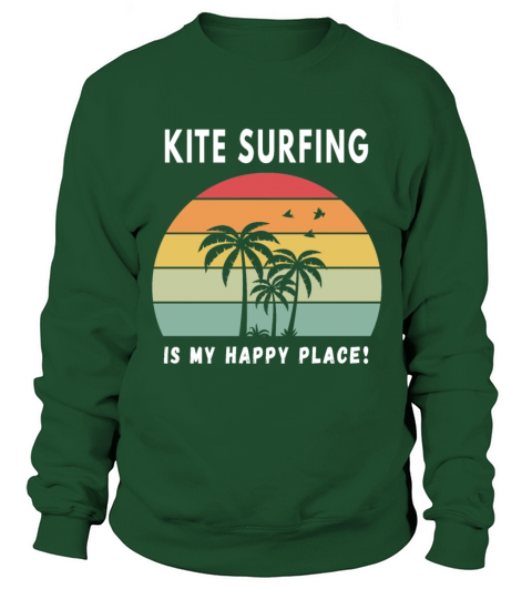 Kitesurfing Is My Happy Place Vintage Retro Sunset Sweatshirt Unisex