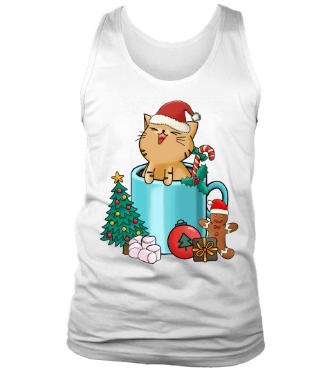 Christmas Hot Drinks Cute Cat Tank Top Unisex