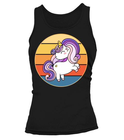 Cute Kawaii Unicorn Retro Sunset Vintage Tank top Woman