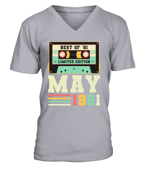60th Birthday May Gift Vintage 1961 60 Years V-Neck T-shirt