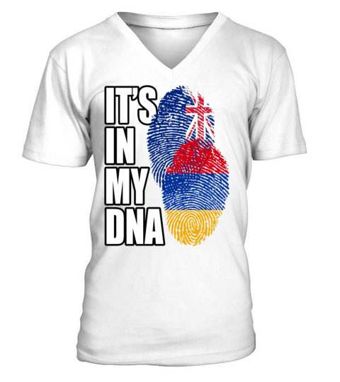 Armenian And New Zealand Mix Heritage DNA Flag V-Neck T-shirt