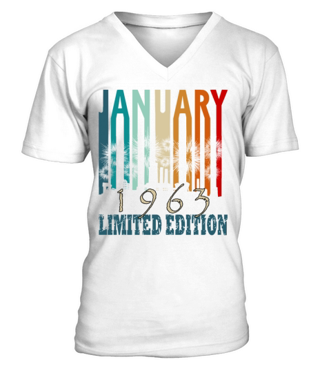 Birth Month Januar y 1963 Vintage V-Neck T-shirt