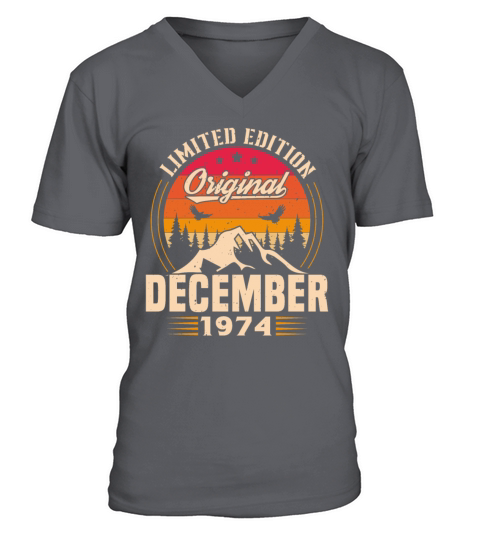 Birthday Gift December 1974 Vintage Retro V-Neck T-shirt