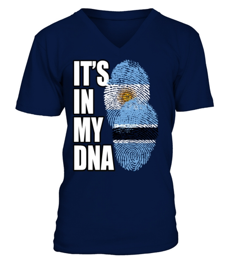 Botswana And Argentinian Mix Heritage DNA Flag V-Neck T-shirt