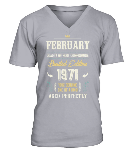 February 1971 Vintage Birthday Present V-Neck T-shirt