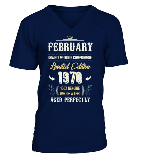February 1978 Vintage Birthday Present V-Neck T-shirt