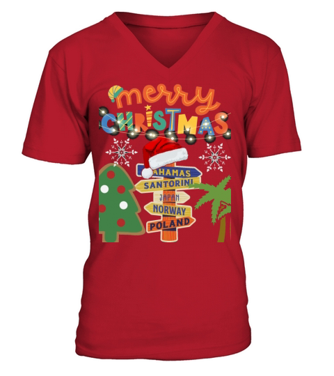 Merry Christmas Retro Novelty Vintage 80s style V-Neck T-shirt