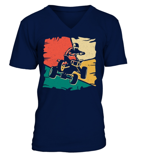 Quad Biker Vintage Offroad 4 wheeler ATV V-Neck T-shirt