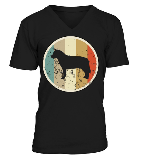 Retro Vintage Grunge Style Australian Cattle Dog V-Neck T-shirt