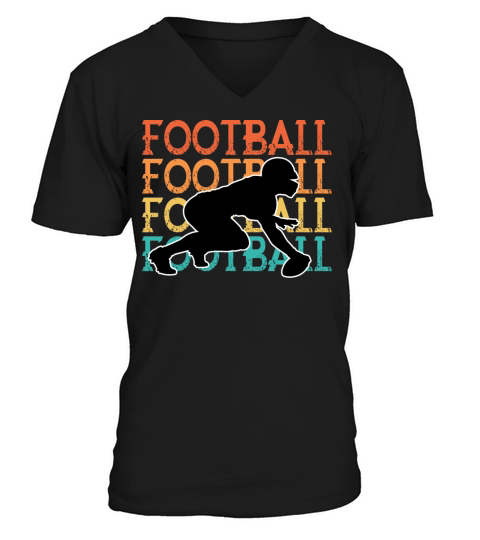 Retro Vintage Quote American Football Theme Footba V-Neck T-shirt