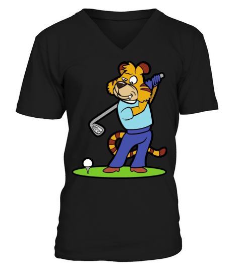 Tiger Cat Golf Player Golfer Sports Game V-Neck T-shirt