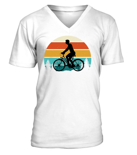 Vintage Retro Sunset Cycling V-Neck T-shirt