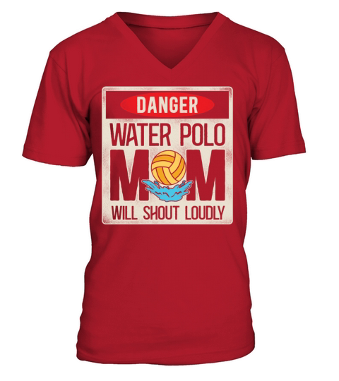 Water Polo Mom Vintage Danger V-Neck T-shirt