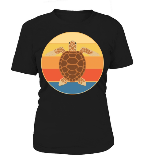 Cute Turtle Vintage Retro Sunset Marine Animal Women's T-Shirt