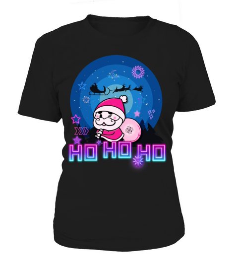 Merry Christmas Neon pink funky Kawaii vintage Santa Claus Women's T-Shirt