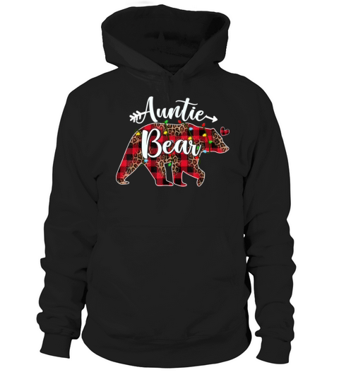 Auntie Bear Red Buffalo Plaid Christmas Pajama Xma Hoodie Unisex