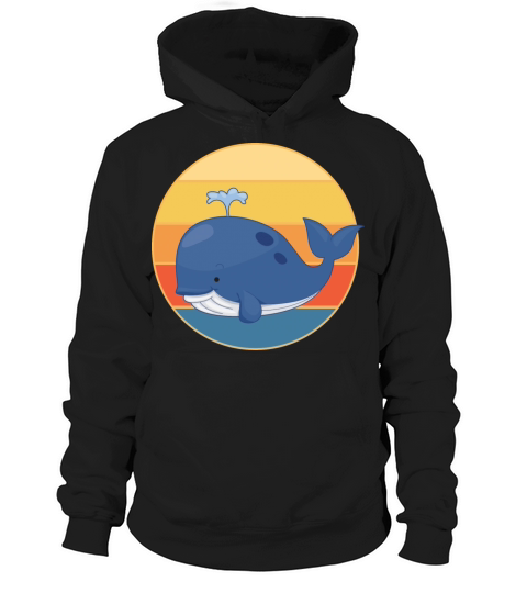 Cute Kawaii Whale Retro Sunset Vintage Ocean Hoodie Unisex