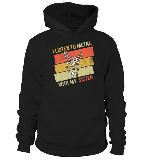 Vintage Metal With Sister Metal Kid Music Lover Hoodie Unisex