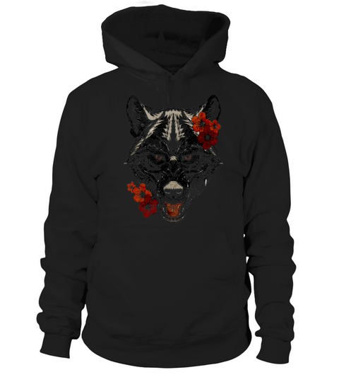 Wolf Flower Tatoo Vintage Hoodie Unisex