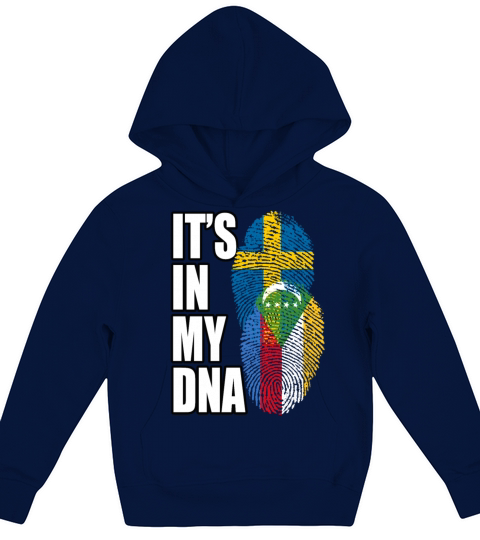 Comoran And Swedish Mix Heritage DNA Flag Kids Hoodie