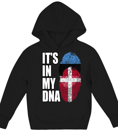 Estonian And Danish Mix Heritage DNA Flag Kids Hoodie