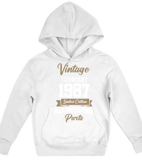 February 1987 Vintage Birthday Present Kids Hoodie