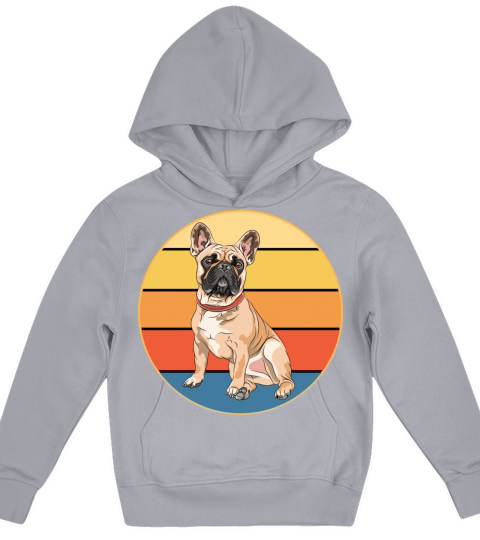 French Bulldog Dog Breed Vintage Retro Sunset Kids Hoodie