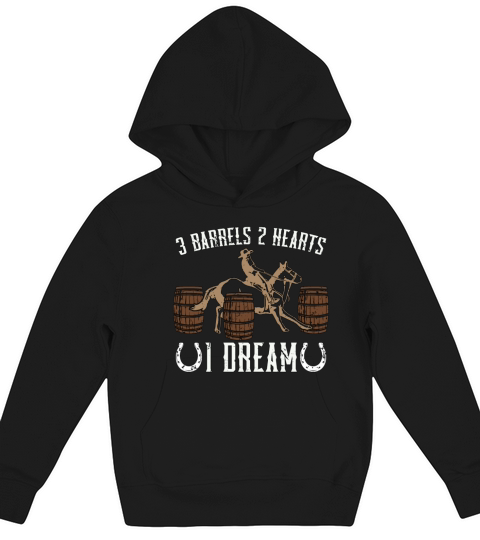 Horse Racing 2 Barrels 2 Hearts Equine Horse Racer Kids Hoodie