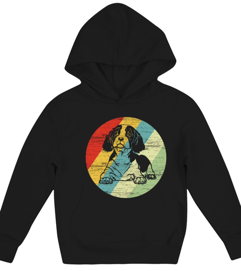 King Charles Spaniel Retro Dog Gift Kids Hoodie