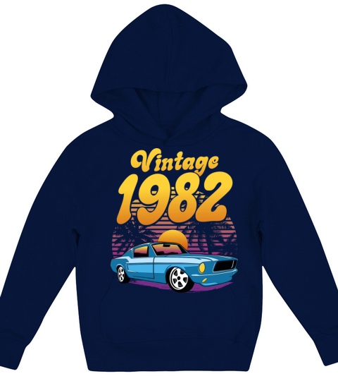 Retro Sunset With Car Vintage 40th Birthday Kids Hoodie