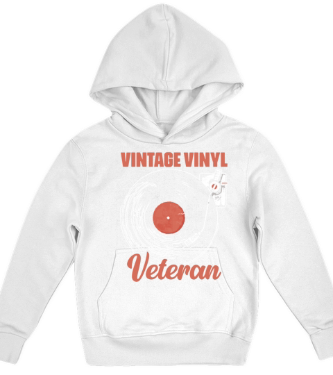 Retro Vintage Vinyl Veteran LP for Music Lover Kids Hoodie