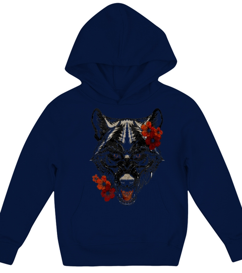 Wolf Flower Tatoo Vintage Kids Hoodie