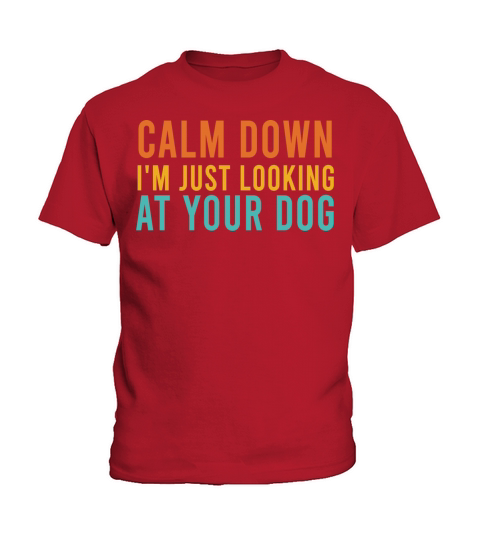 Calm Down Im Just Looking At Your Dog Retro Kids T-Shirt