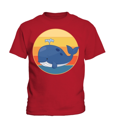 Cute Kawaii Whale Retro Sunset Vintage Ocean Kids T-Shirt