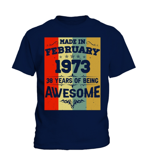 February 1973 Vintage Birthday Present Kids T-Shirt