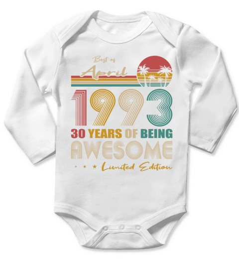 30th birthday vintage april 1993 30 years Long Sleeve Baby One-Piece