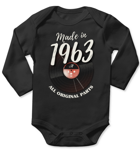 60 Years Vintage 1963 Retro 60th Birthday Long Sleeve Baby One-Piece
