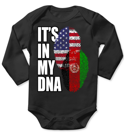 Afghan And American Mix Heritage DNA Flag Long Sleeve Baby One-Piece