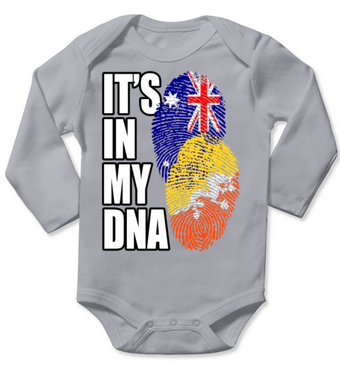 Bhutanese And Australian Mix Heritage DNA Flag Long Sleeve Baby One-Piece