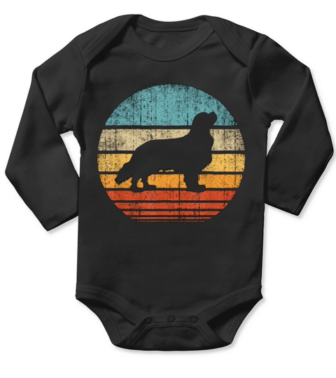 Cavalier King Charles Spaniel Retro Vintage 70s Su Long Sleeve Baby One-Piece